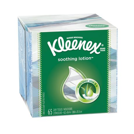 Kleenex Soothing Lotion Tissues with Aloe & Vitamin E (65 Tissues per Box)